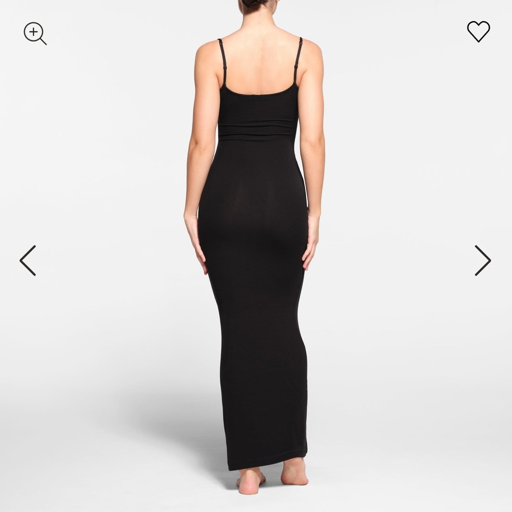 Skims Long Slip Dress in Black